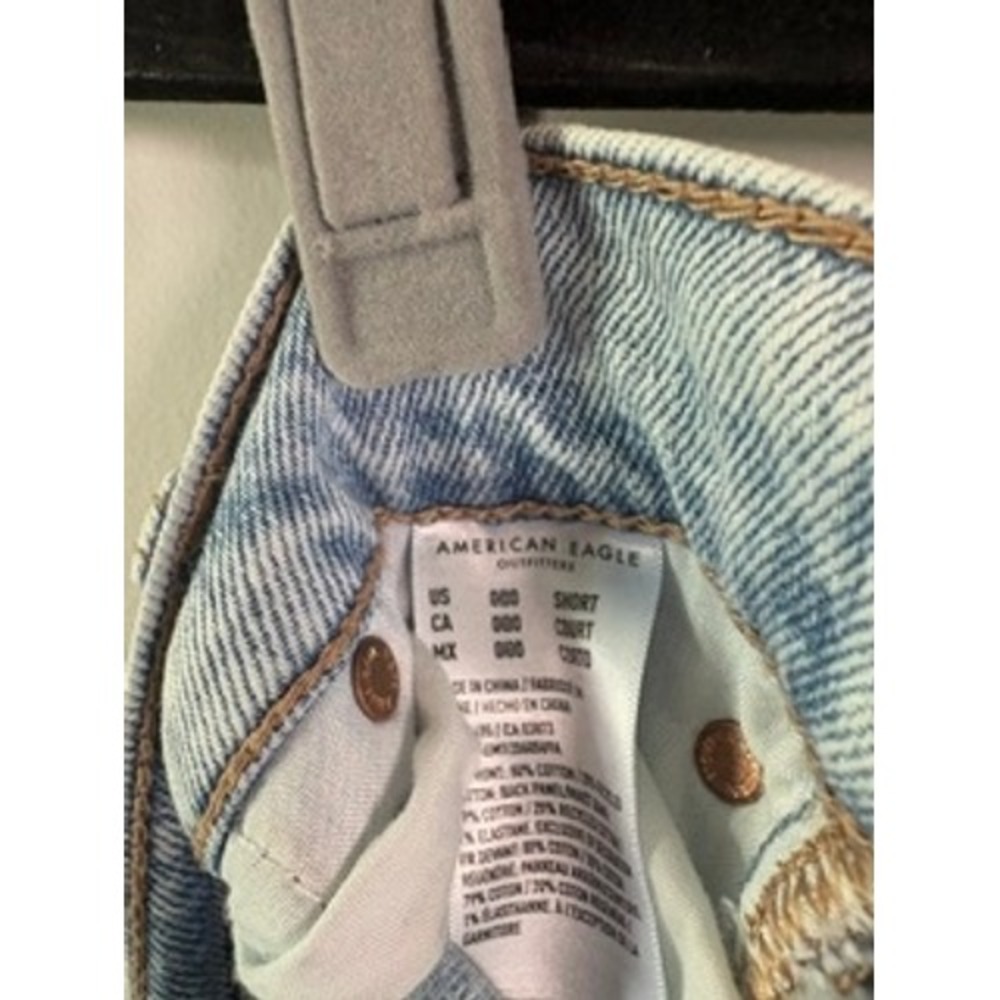American Eagle Strigid Jeans Women's Size 0 Short Blue Distressed High Rise - Picture 3 of 10